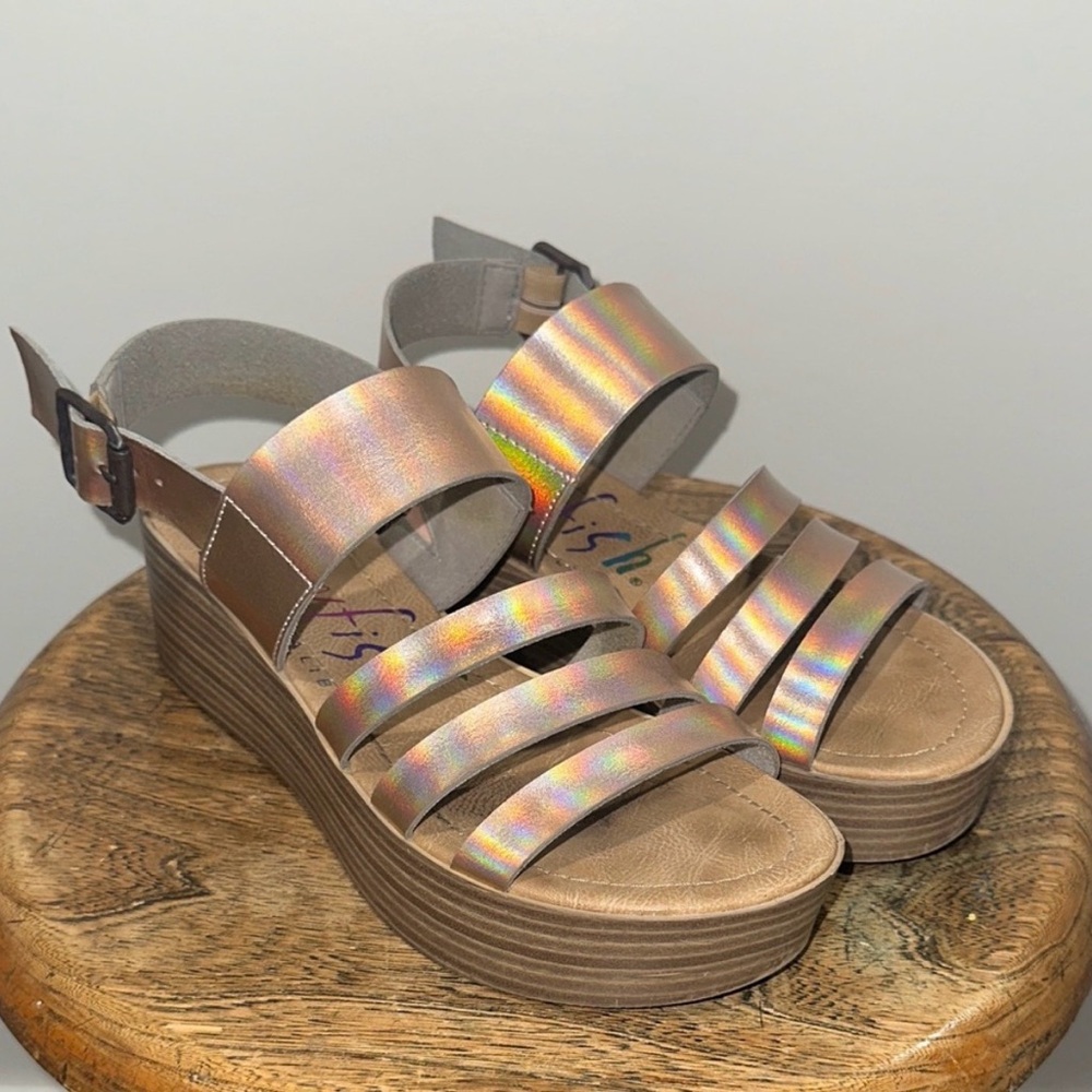 Blowfish Women's Holographic  Platform Sandals